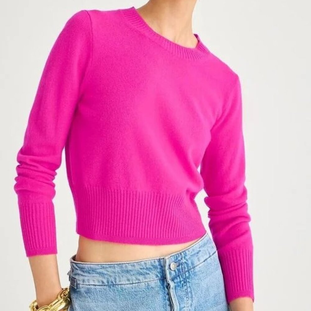 JCREW Cashmere Shrunken Crewneck Sweater, M